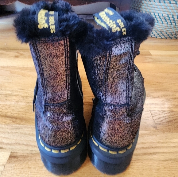 Dr Martens Jadon Boot Platform Faux Fur Lined Size 8 Gothic Grunge Metallic - Picture 8 of 10